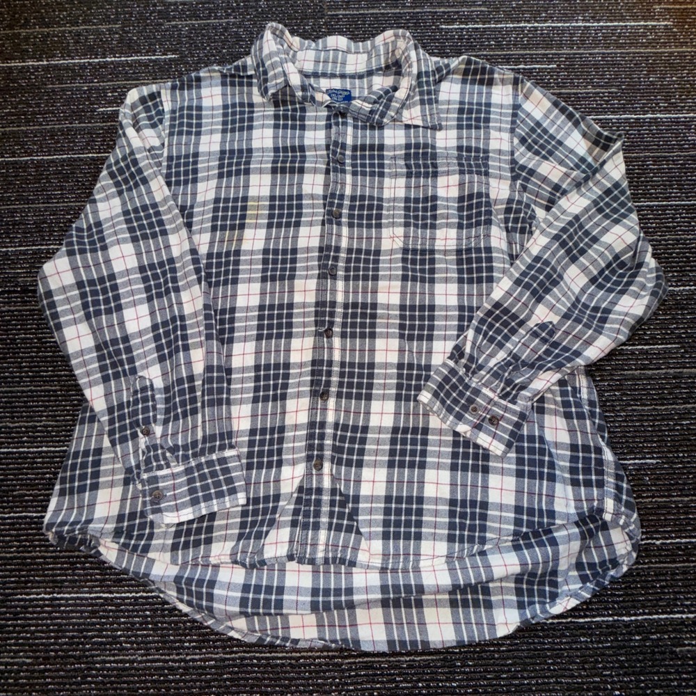Faded Glory Flannel Shirt Men 2XL Black White Plaid Cotton